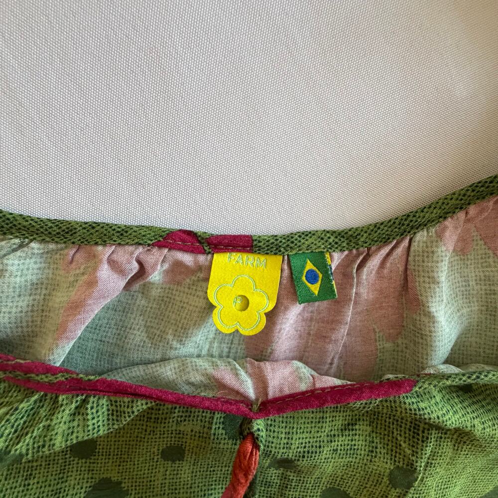 Vintage FARM Rio Dress Small Brazil Folk Floral Puff Sleeve rare pre-Anthro era - Picture 3 of 8